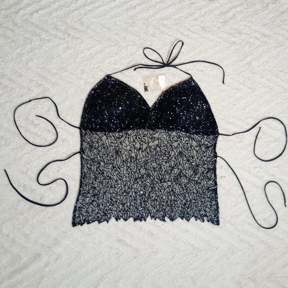 Vintage 90s Y2K Backless Beaded Fairy Halter